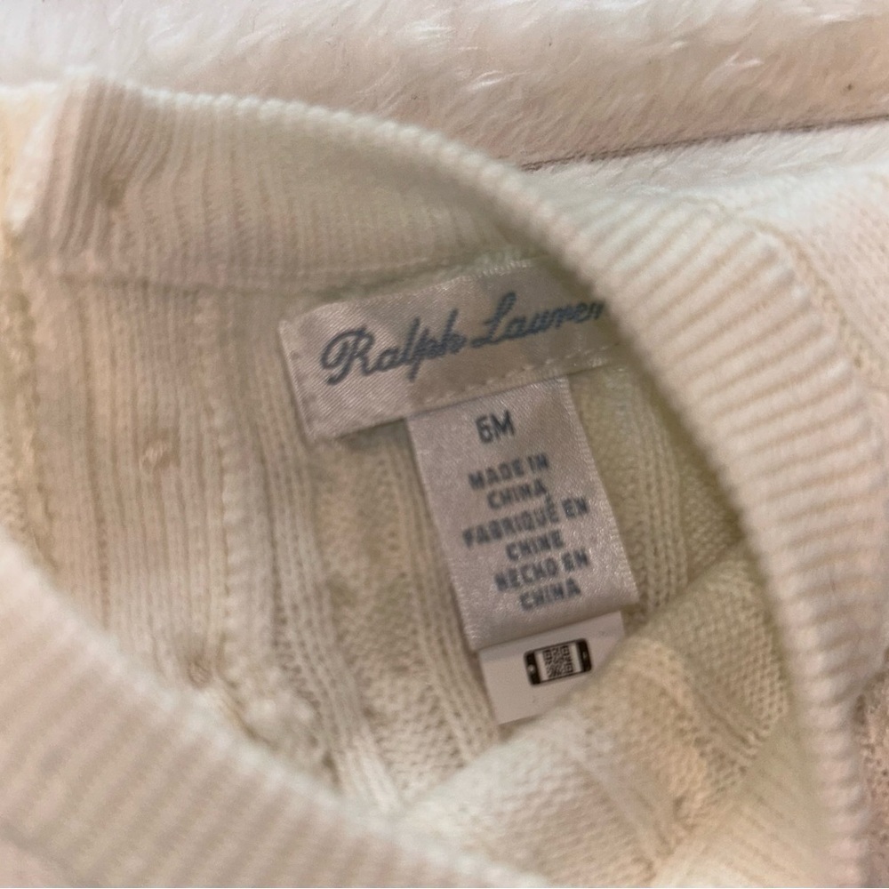 RALPH LAUREN Baby Girl Mini-Cable Cotton Sweater & Pant Set- Cream/ Size 6M - Picture 5 of 8